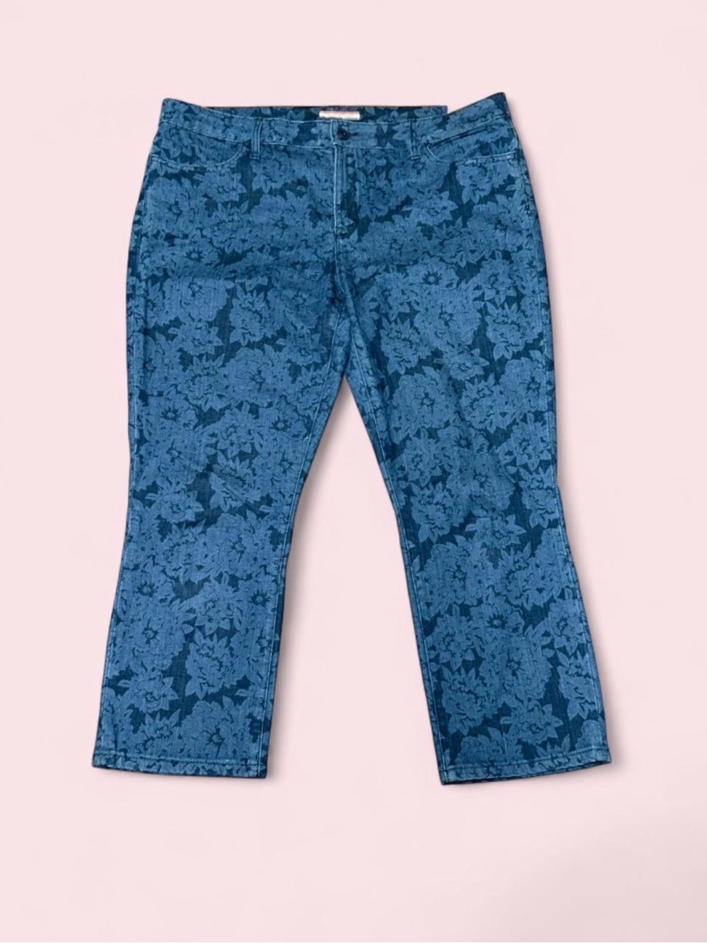 Tommy Hilfiger Women’s Size 14 Floral Crop Jeans Dark Wash Stretch Denim